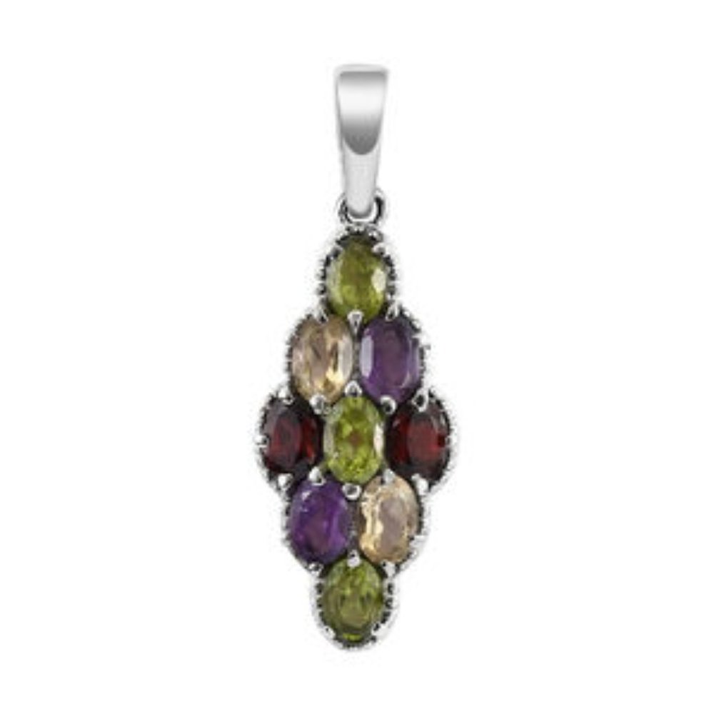 Genuine Multi Gemstone Pendant (Garnet, Amethyst, Citrine and Peridot) - New